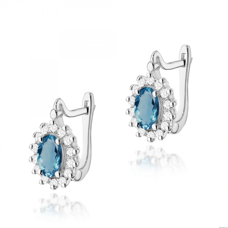 Kolczyki K0182 Topaz London Blue 2 x 0,50ct białe złoto