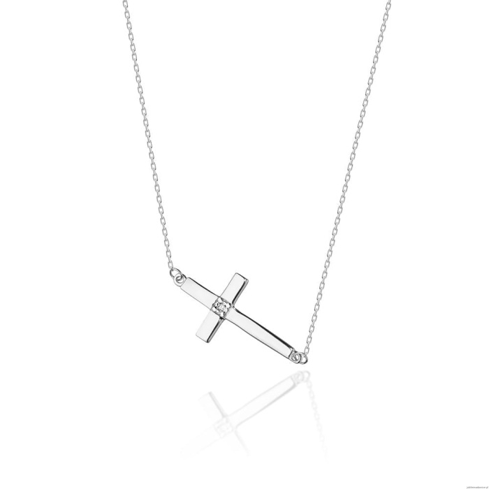 Naszyjnik C027 z diamentami białe złoto