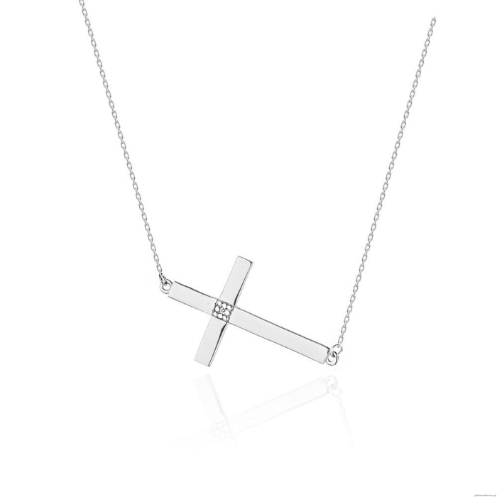 Naszyjnik C010 z diamentami białe złoto