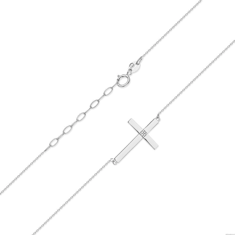 Naszyjnik C010 z diamentami białe złoto