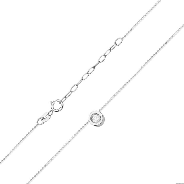 Naszyjnik C016 z diamentami białe złoto