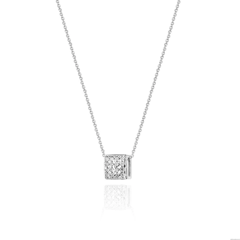 Naszyjnik C013 z diamentami białe złoto
