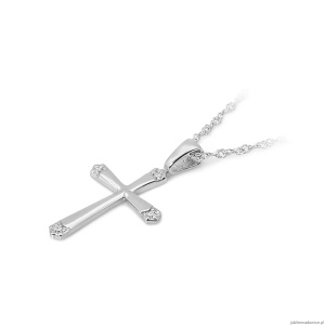Krzyż K001 z diamentami białe złoto