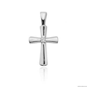 Krzyż K003 Diament 0,0145ct białe złoto