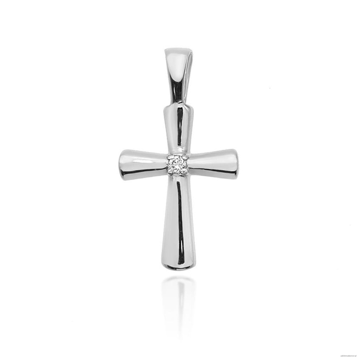 Krzyż K003 Diament 0,0145ct białe złoto