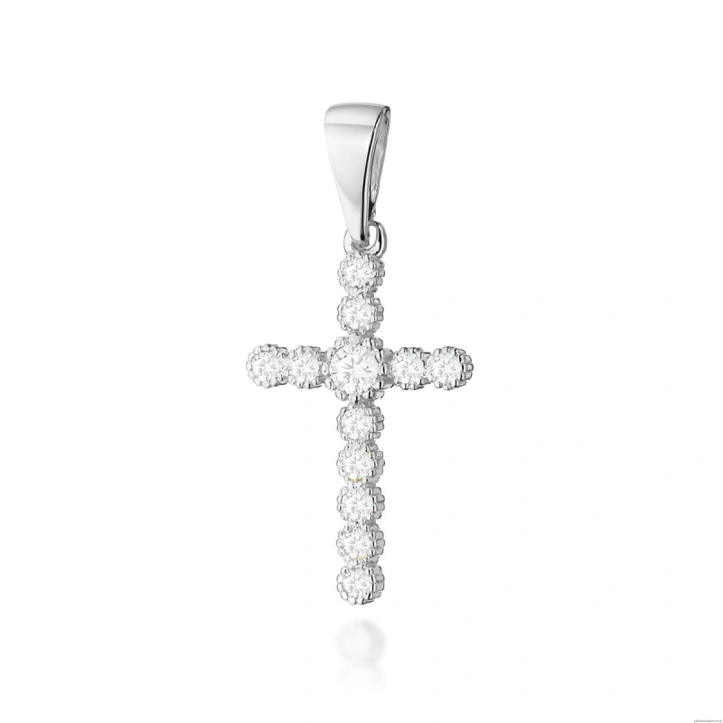 Krzyż K008 Diament 0,10ct białe złoto