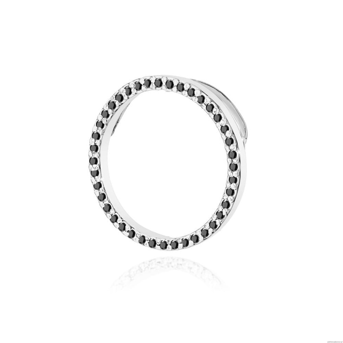 Zawieszka Z0442 z czarnymi diamentami białe złoto