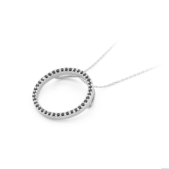 Zawieszka Z0442 z czarnymi diamentami białe złoto