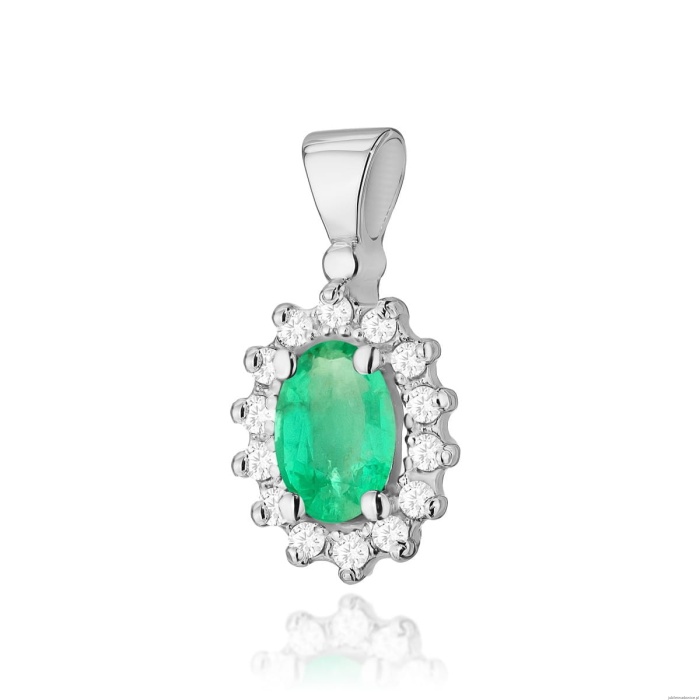 Zawieszka Z0182 Szmaragd 0,40ct białe złoto