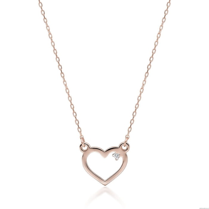 Naszyjnik C034 z diamentami różowe złoto