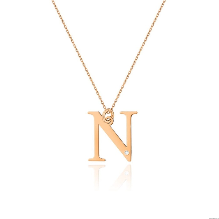 Naszyjnik C069 z diamentami różowe złoto