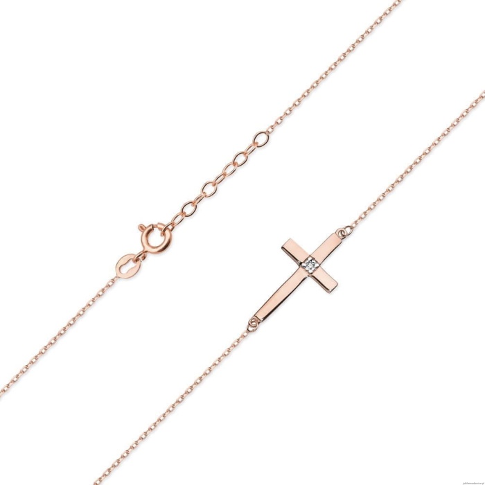 Naszyjnik C027 z diamentami różowe złoto