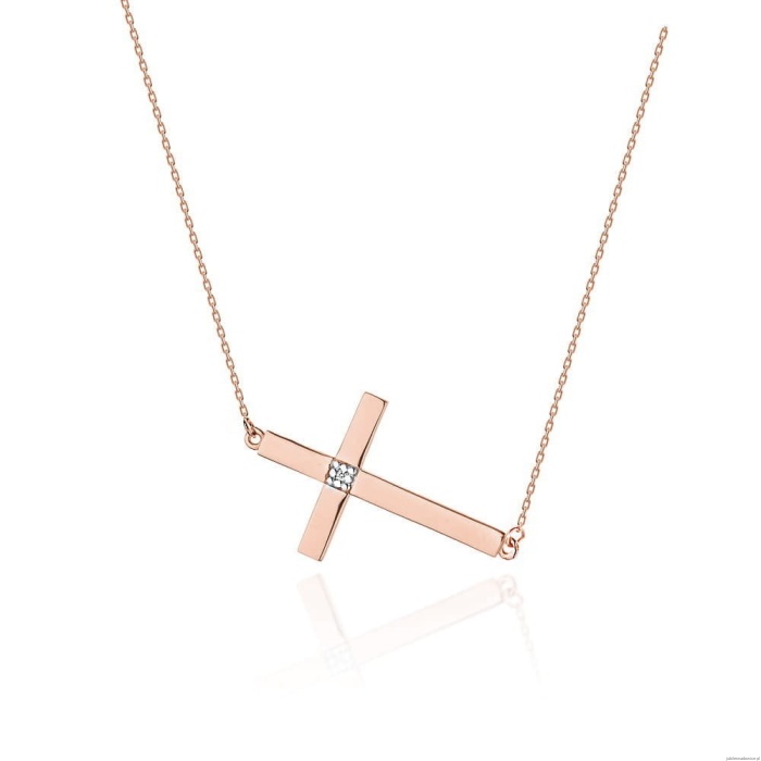 Naszyjnik C010 z diamentami różowe złoto