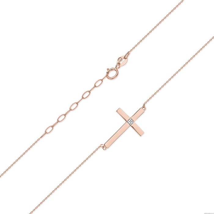 Naszyjnik C010 z diamentami różowe złoto