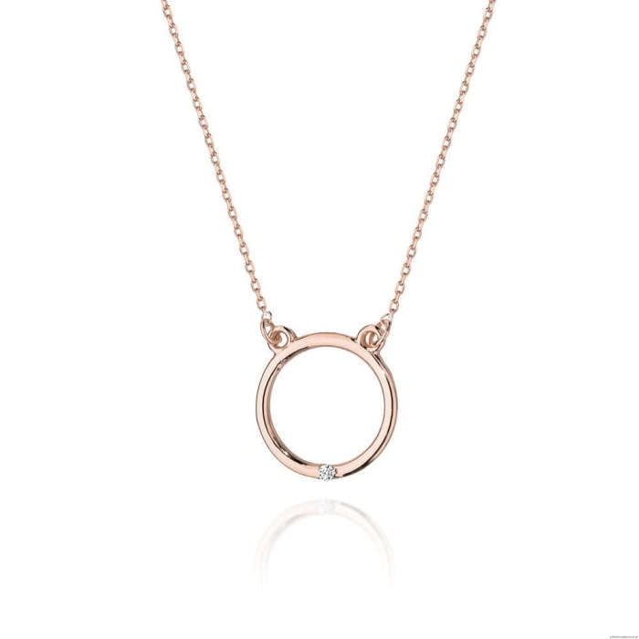 Naszyjnik C028 z diamentami różowe złoto