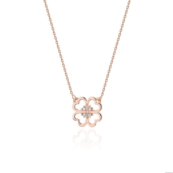 Naszyjnik C008 z diamentami różowe złoto