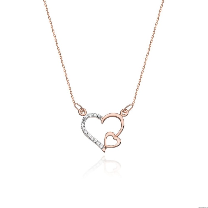 Naszyjnik C003 z diamentami różowe złoto
