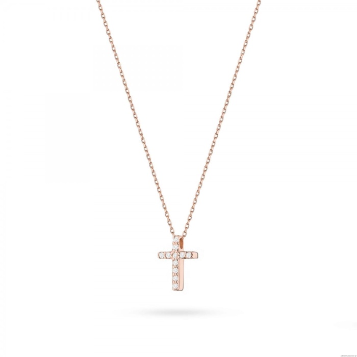 Naszyjnik C066 z diamentami różowe złoto