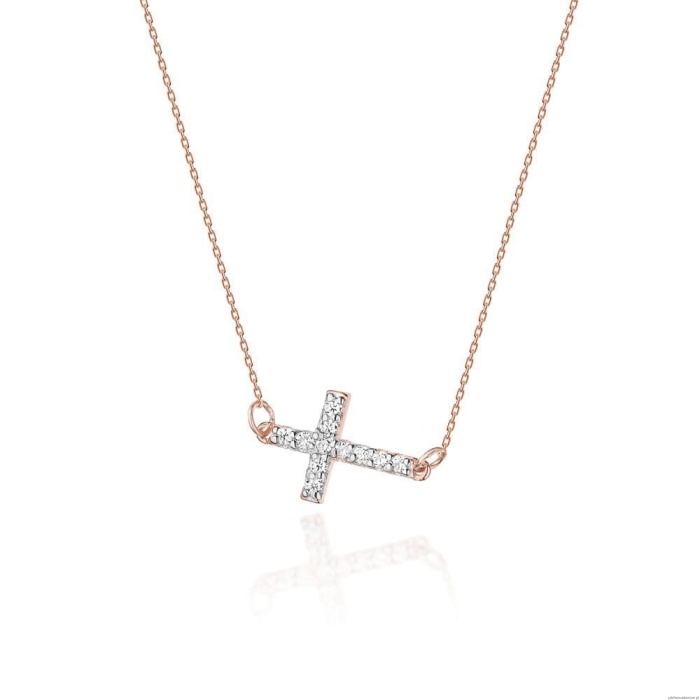 Naszyjnik C006 z diamentami różowe złoto