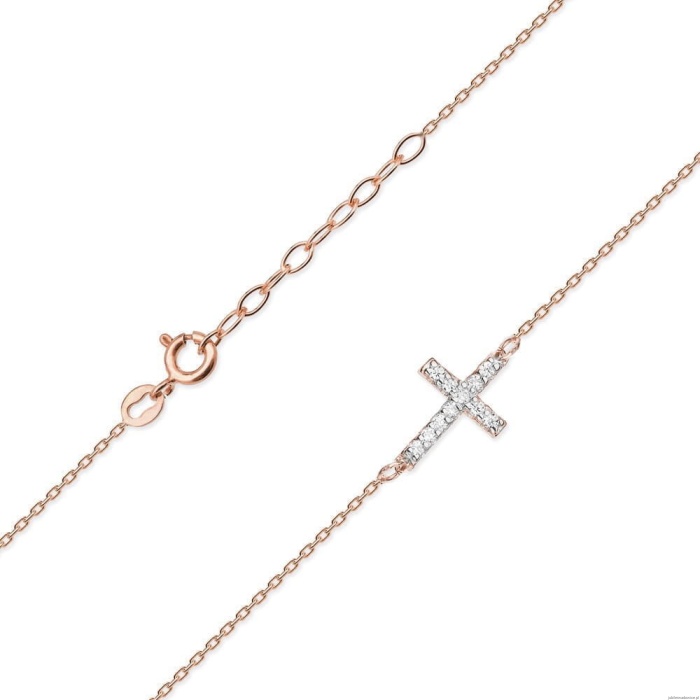 Naszyjnik C006 z diamentami różowe złoto