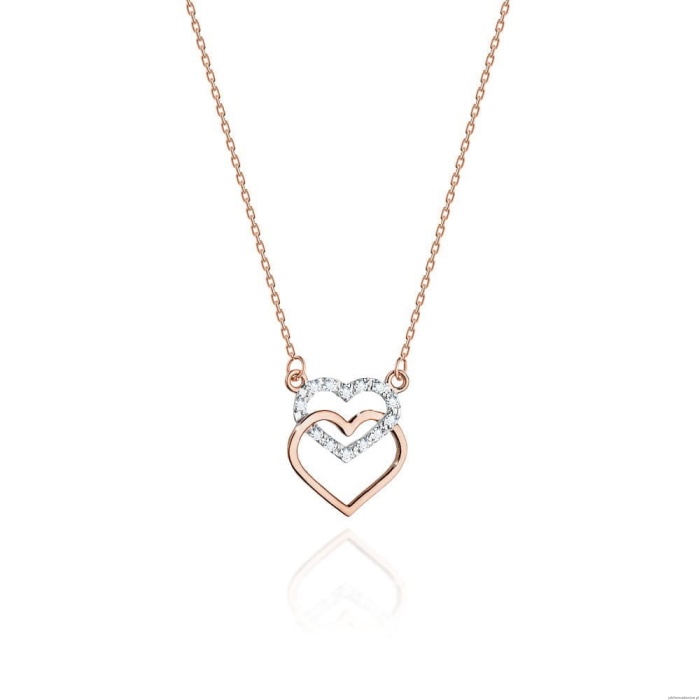 Naszyjnik C025 z diamentami różowe złoto