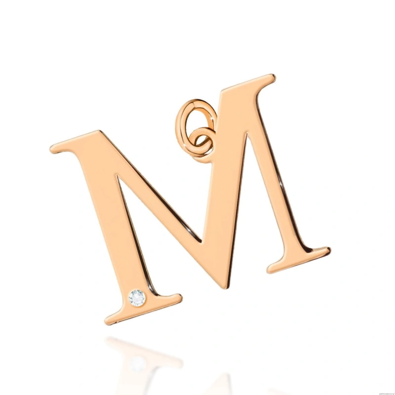 Zawieszka Z0069 Diament 0,005ct - litera M - różowe złoto