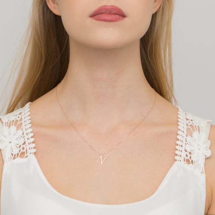 Zawieszka Z0069 Diament 0,005ct - litera N - różowe złoto