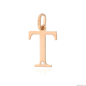Zawieszka Z0069 Diament 0,005ct - litera T - różowe złoto