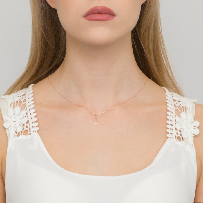 Zawieszka Z0069 Diament 0,005ct - litera L - różowe złoto