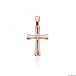 Krzyż K003 Diament 0,0145ct różowe złoto