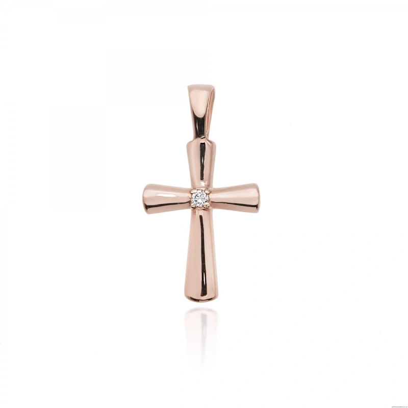 Krzyż K003 Diament 0,0145ct różowe złoto