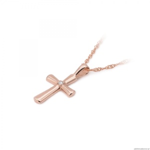 Krzyż K003 Diament 0,0145ct różowe złoto