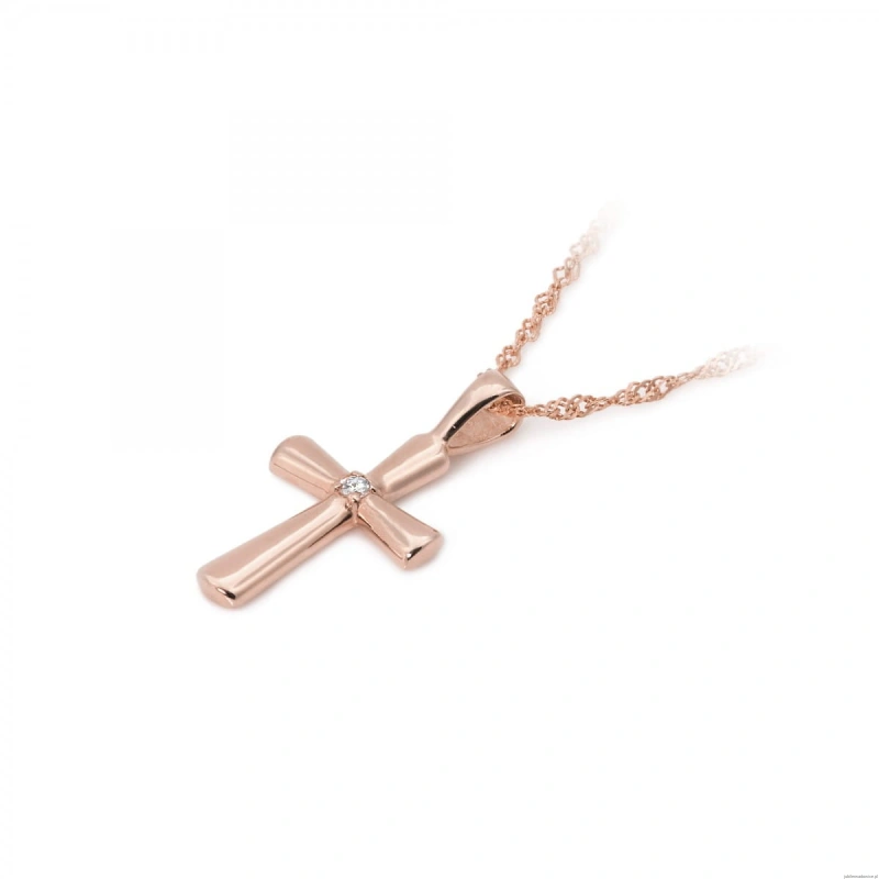 Krzyż K003 Diament 0,0145ct różowe złoto