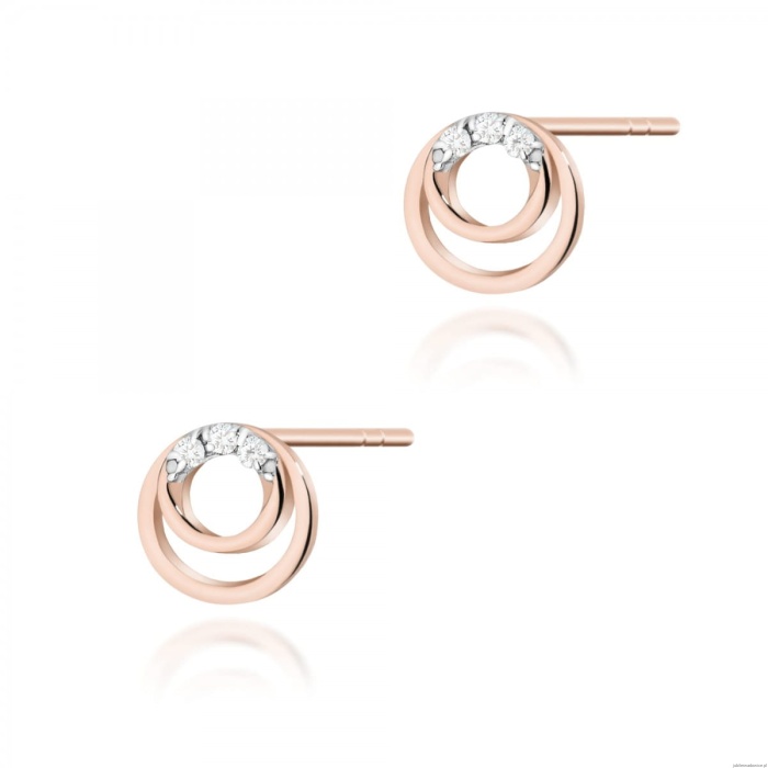 Kolczyki K0078 z diamentami różowe złoto