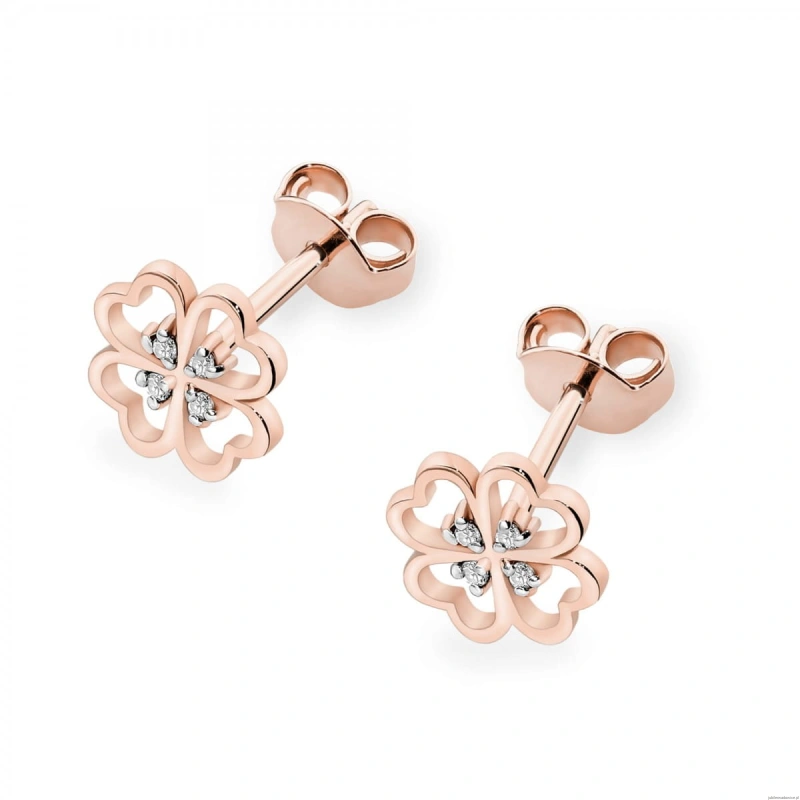 Kolczyki K0049 z diamentami różowe złoto
