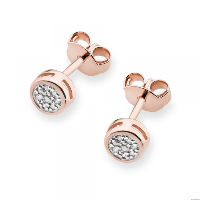 Kolczyki K0041 z diamentami różowe złoto
