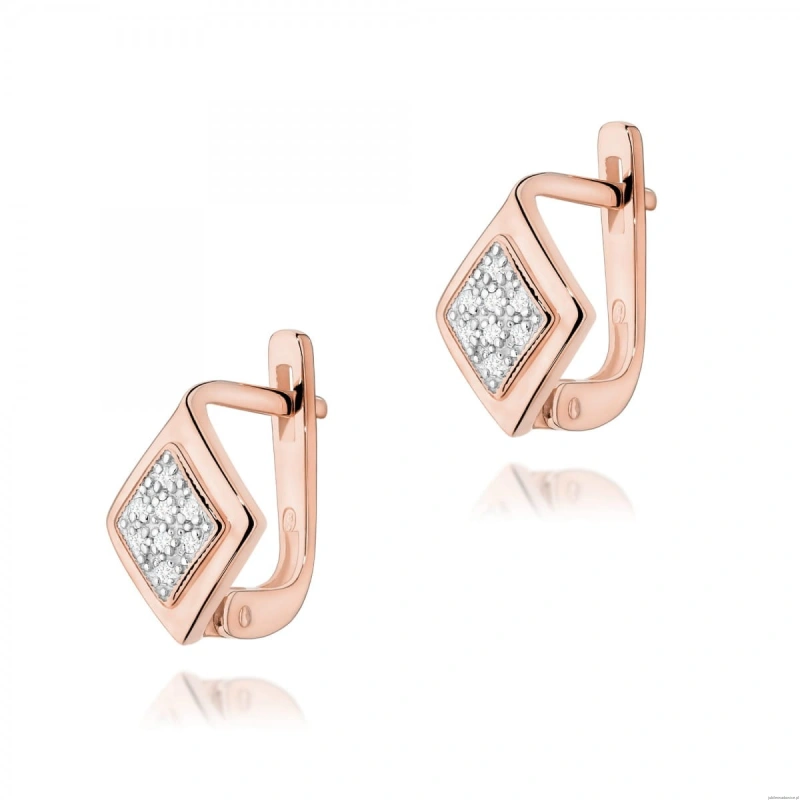 Kolczyki K0052 z diamentami różowe złoto