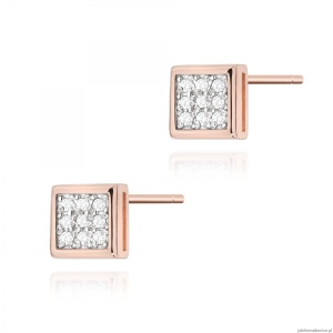 Kolczyki K0036 z diamentami różowe złoto