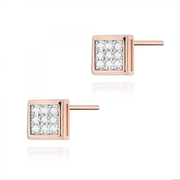Kolczyki K0036 z diamentami różowe złoto