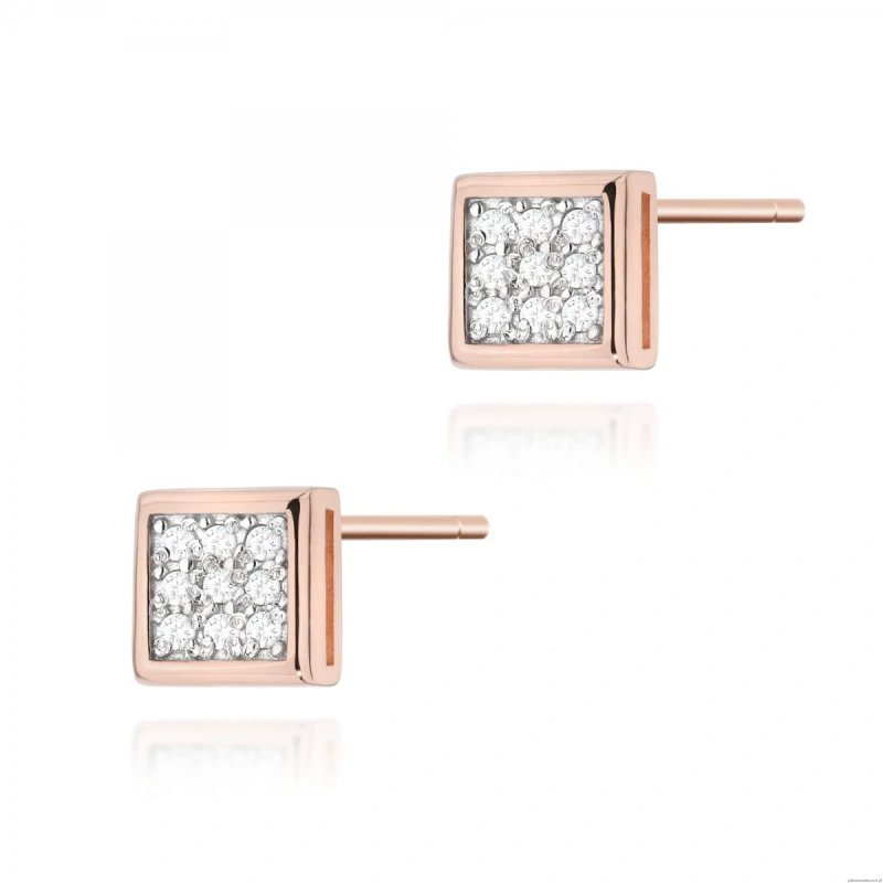 Kolczyki K0036 z diamentami różowe złoto