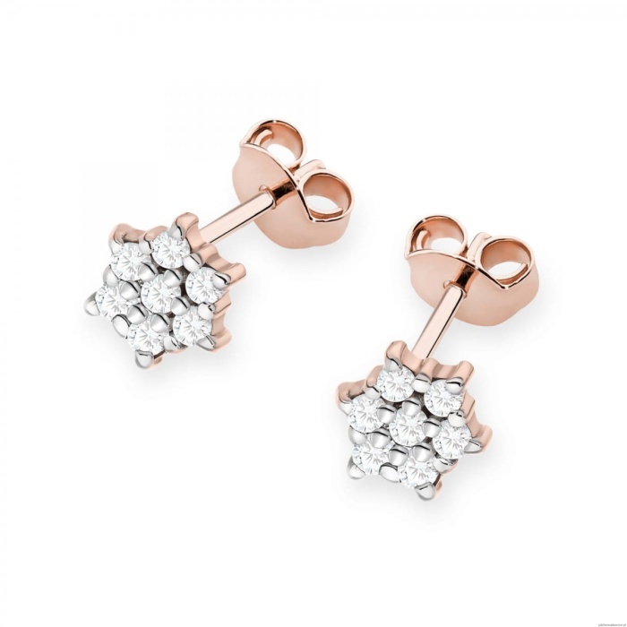 Kolczyki K0039 z diamentami różowe złoto
