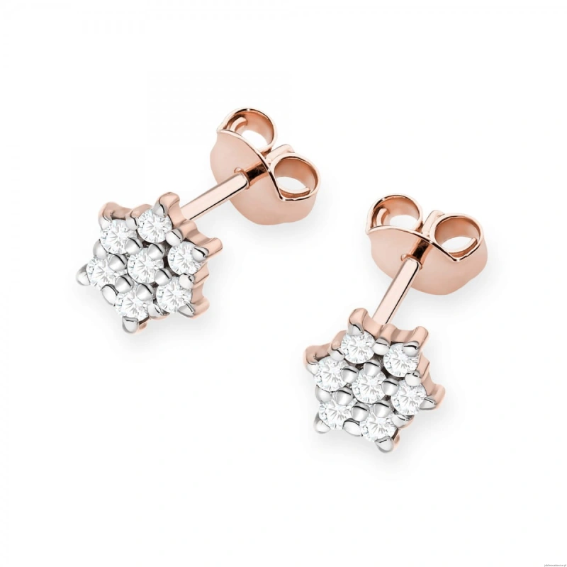 Kolczyki K0039 z diamentami różowe złoto