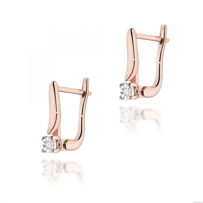 Kolczyki K0065 Diament 2 x 0,0086ct różowe złoto