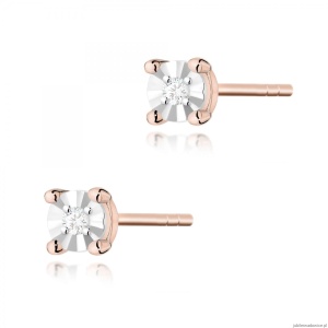 Kolczyki K0058 Diament 2 x 0,01ct różowe złoto