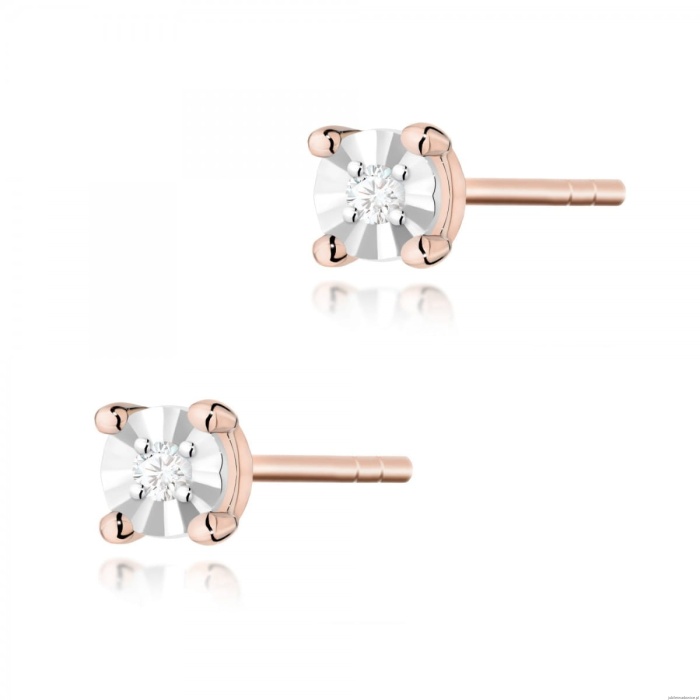 Kolczyki K0058 Diament 2 x 0,03ct różowe złoto