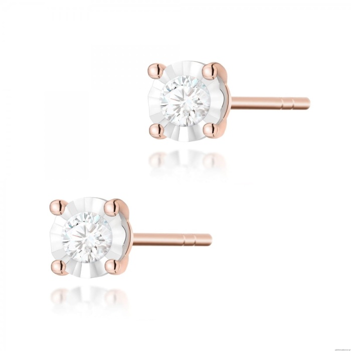 Kolczyki K0058 Diament 2 x 0,08ct różowe złoto