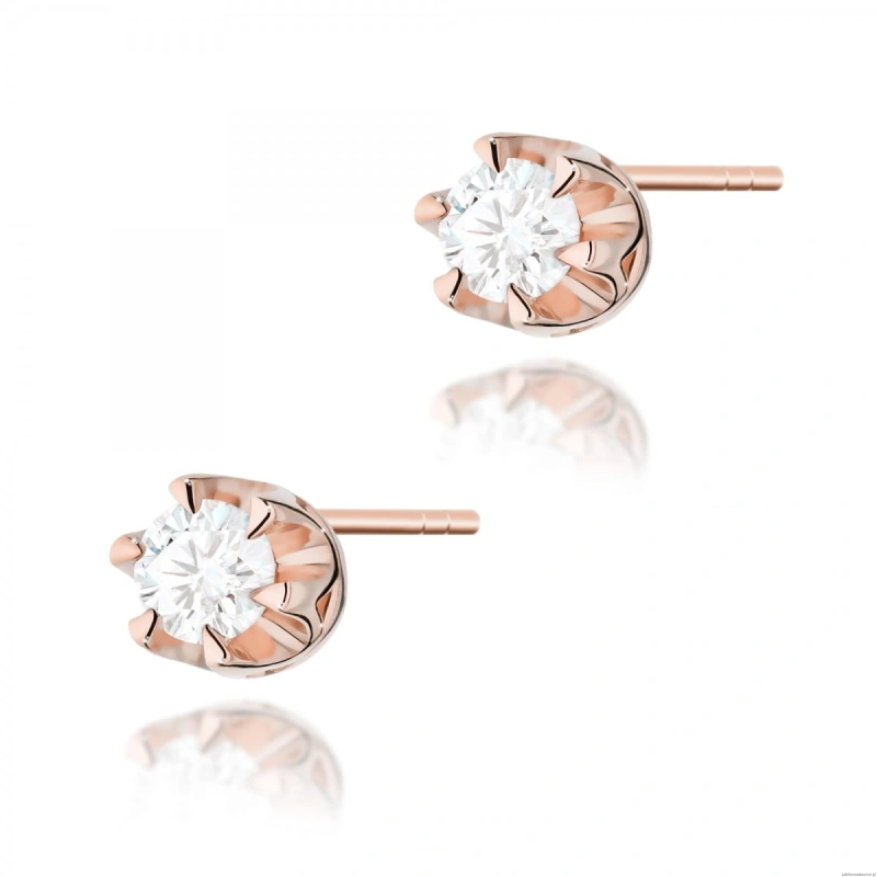 Kolczyki K0032 Diament 2 x 0,08ct różowe złoto