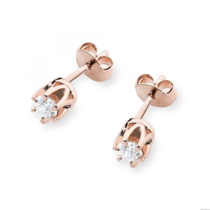 Kolczyki K0032 Diament 2 x 0,08ct różowe złoto