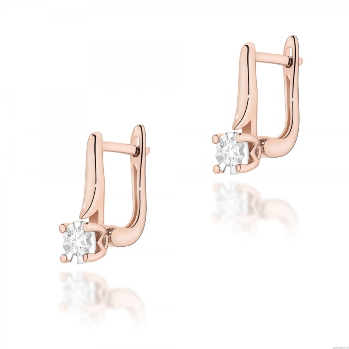 Kolczyki K0065 Diament 2 x 0,08ct różowe złoto