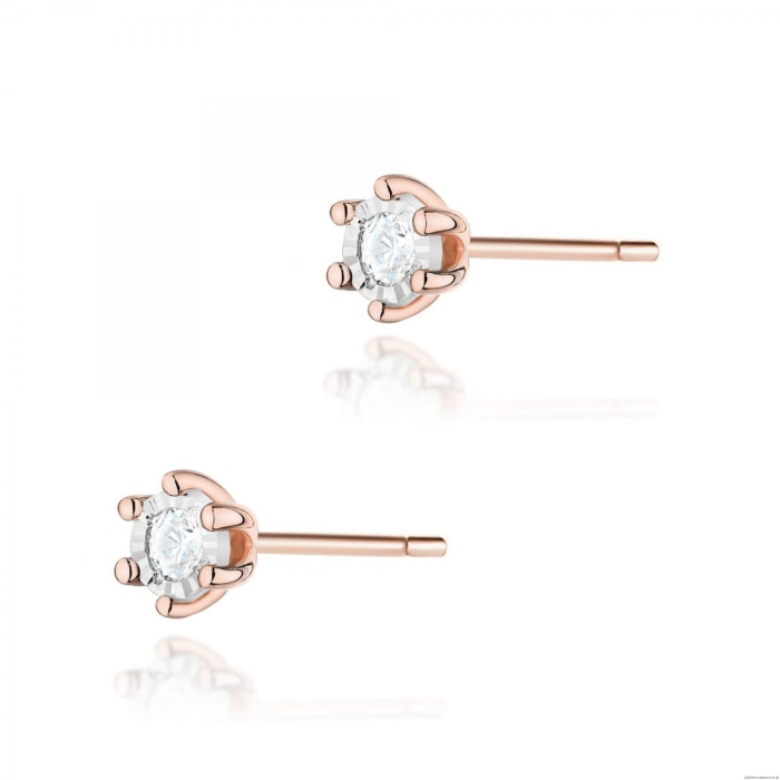 Kolczyki K0222BT Diament 2 x 0,08ct różowe złoto